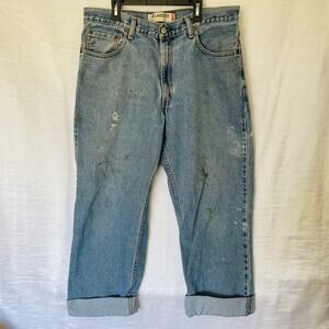 Vintage Levi’s relaxed fit 550 boyfriend wide leg distressed jeans 35 x 30
